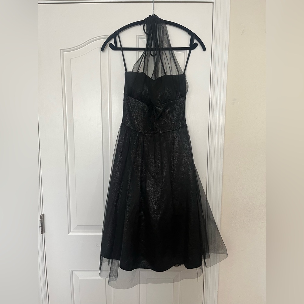 Elegant Vintage Black Halter Evening Dress